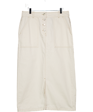 Phase Eight Cream Leilani Denim Spilt Front Midi Skirt UK 14