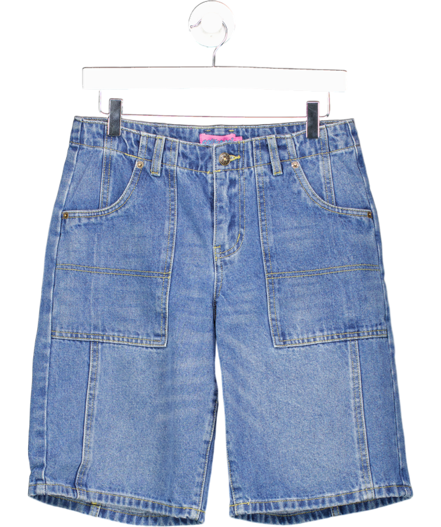edikted Blue Oversize Low Rise Denim Bermuda Shorts UK S