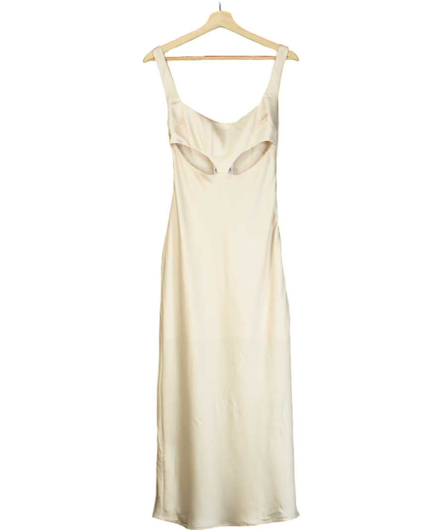 Meshki Cream Adorabsatin Cut Out Maxi Dress UK XS