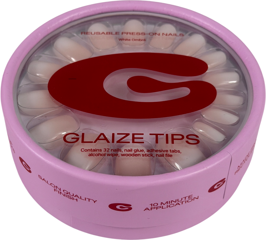 Glaize Press On Nails White Ombre 32