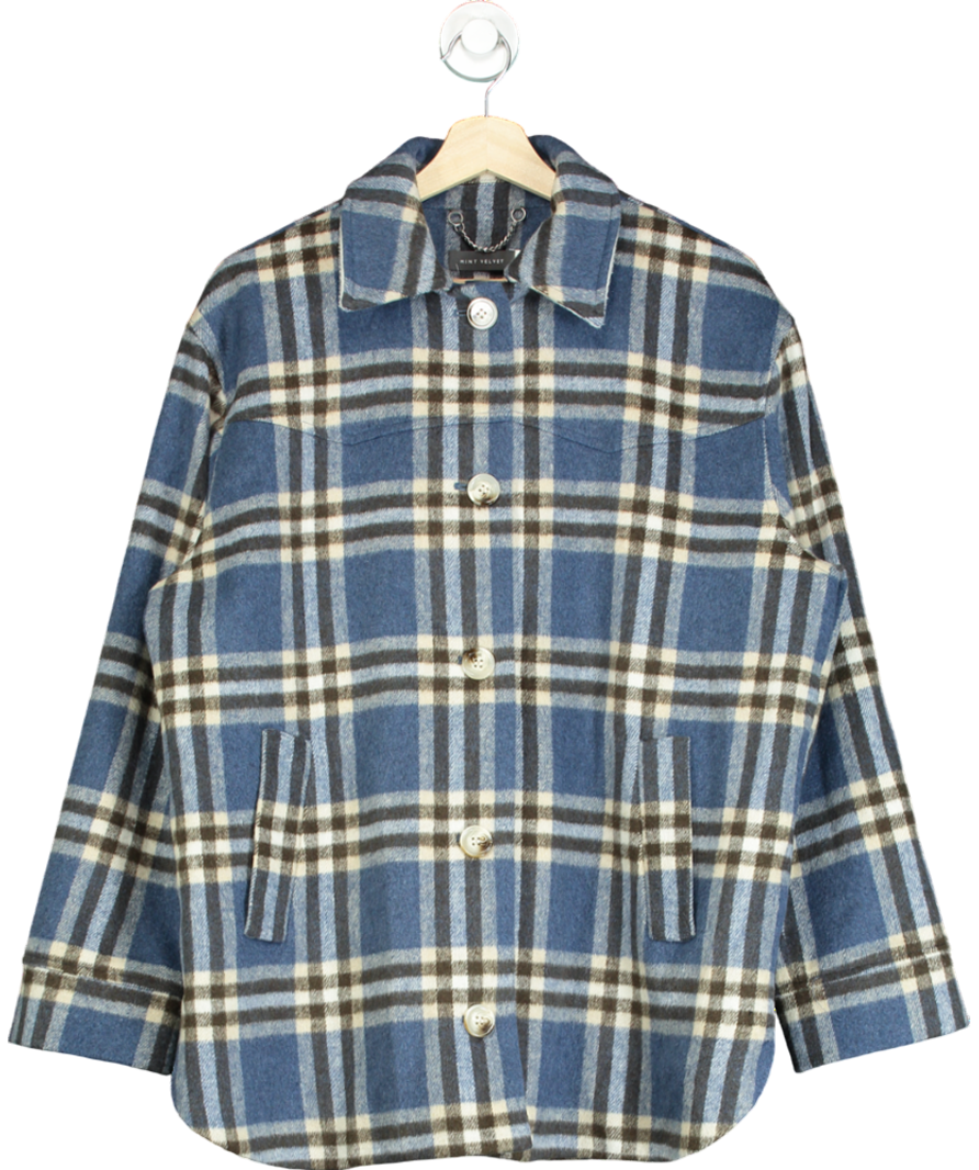 Mint Velvet Blue Checked Shacket UK L