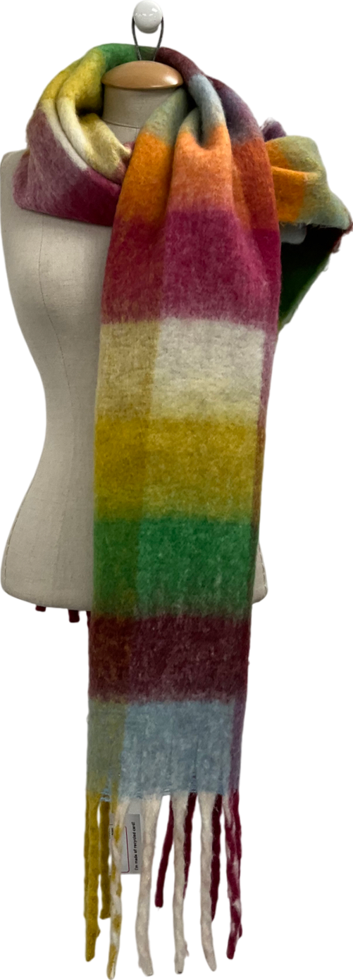 Multicoloured Bright Multi Check Heavyweight Blanket Scarf One Size