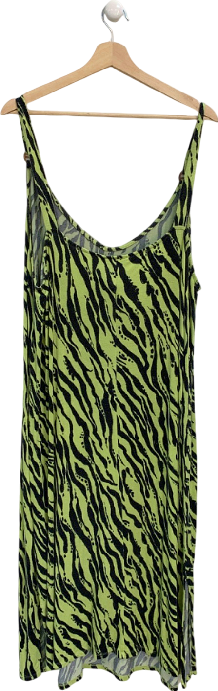 Yours Lime Green and Black Animal Print Midi Dress UK 22-24