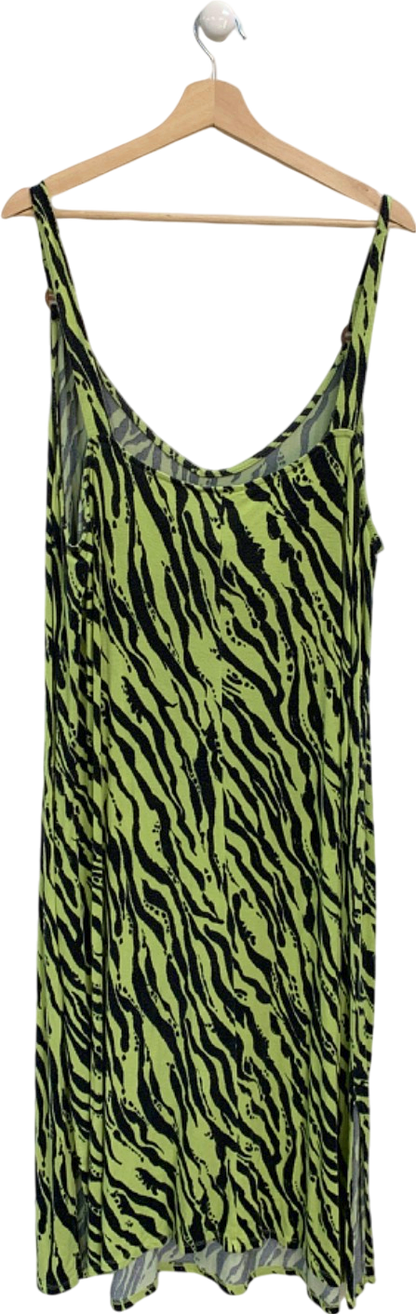 Yours Lime Green and Black Animal Print Midi Dress UK 22-24