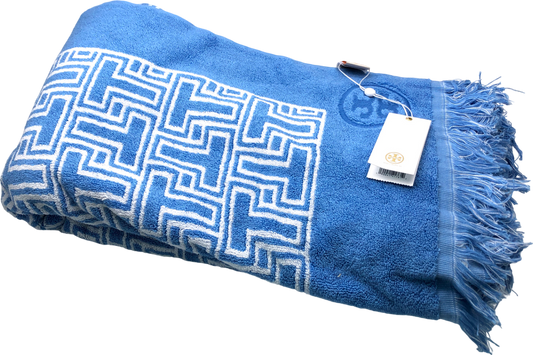 Tory Burch Blue T Tile Beach Towel One Size