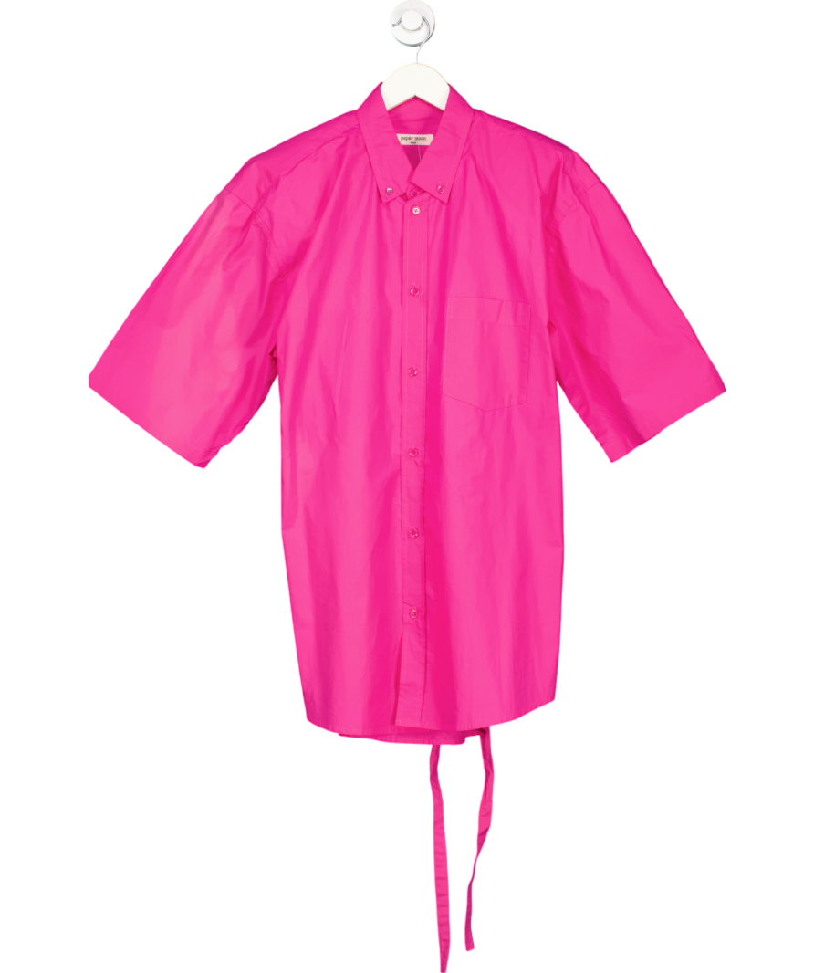 Paper Moon Seoul Pink Shoulder Pads Shirt Dress 100% Cotton One Size