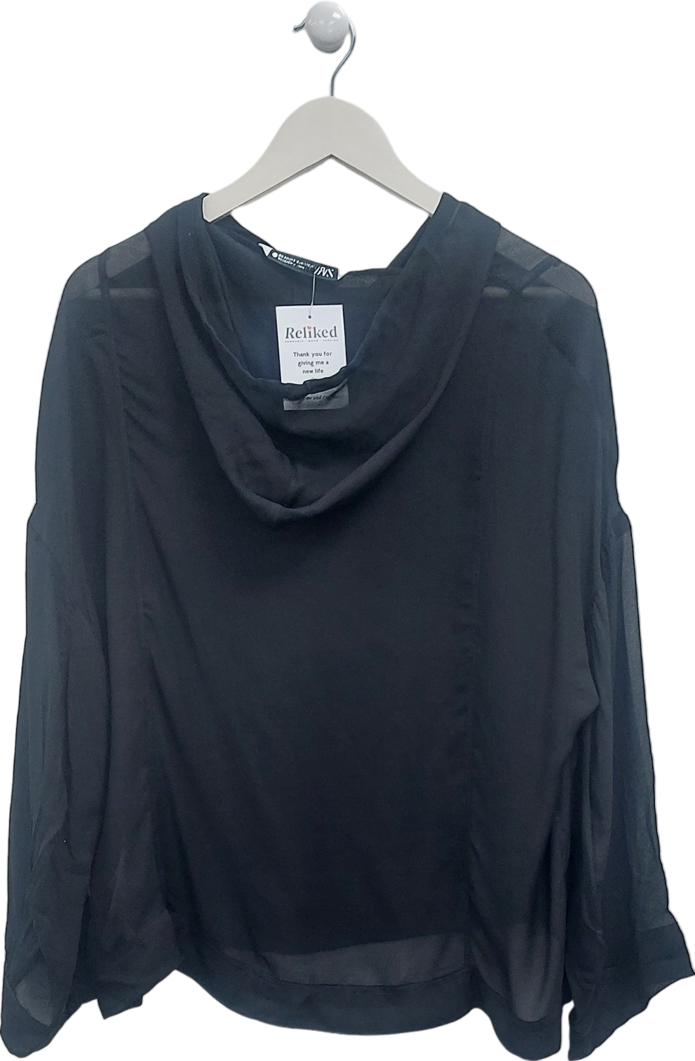 ZARA Black Sheer Hoodie UK XS/S