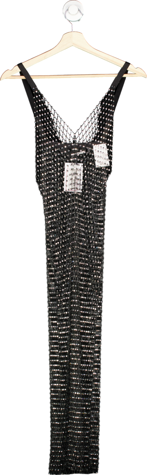 Rotate Grey Crystal-embellished Mesh Dress UK 6