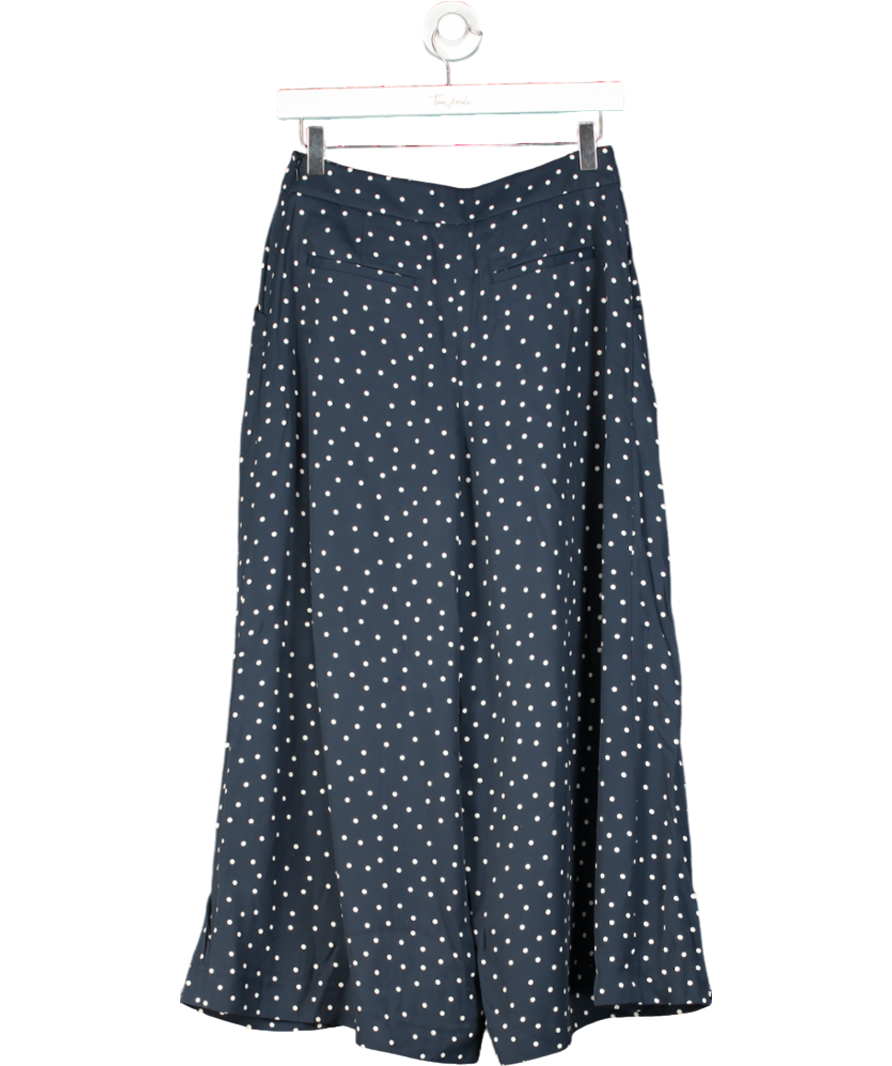 Jigsaw Blue Cotton Viscose Polka Dot Trouser UK 8