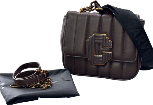 Carvela Chocolate Brown Signature C Quilt Bag With Shoulder Strap