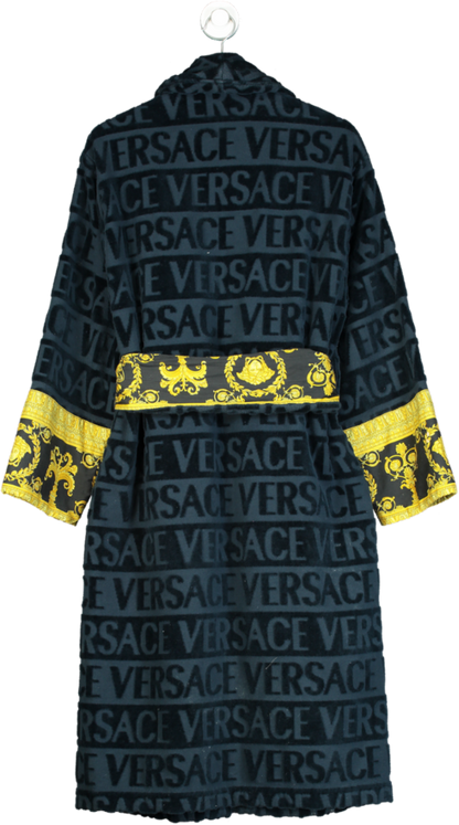 Versace Black and Gold Baroque Bathrobe UK M