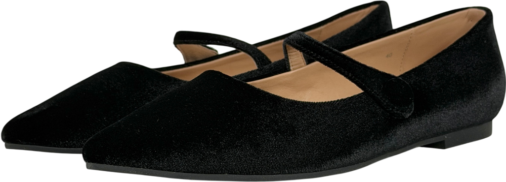 Age Of Innocence Black Thea Velvet Flats UK 7 EU 40 👠