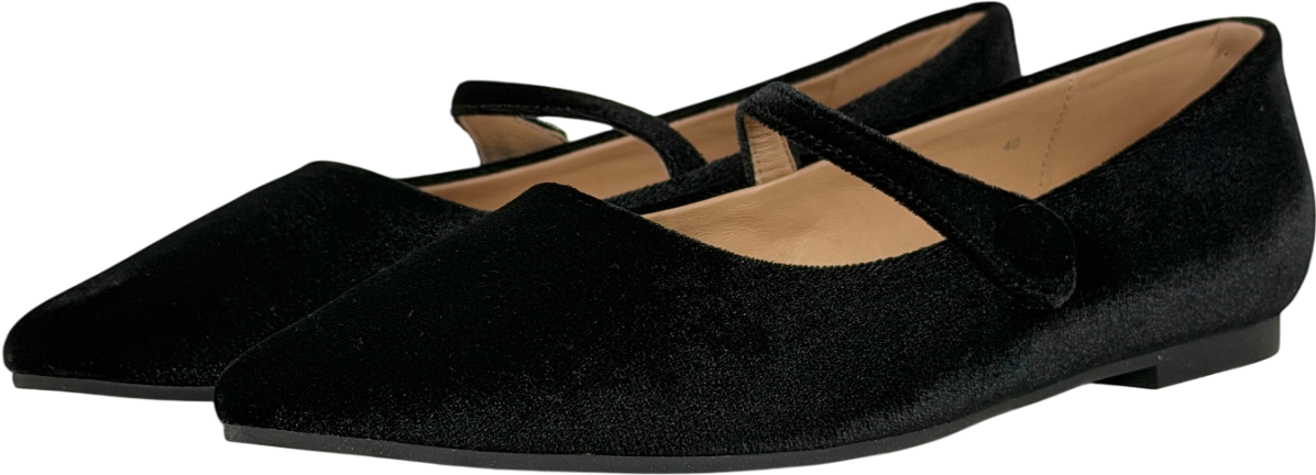 Age Of Innocence Black Thea Velvet Flats UK 7 EU 40 👠