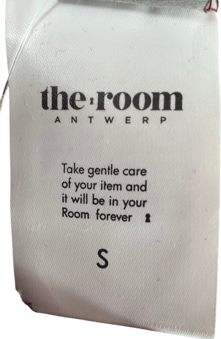 The moon White Diagonal Buttoned Striped Slit Top Burgundy UK S