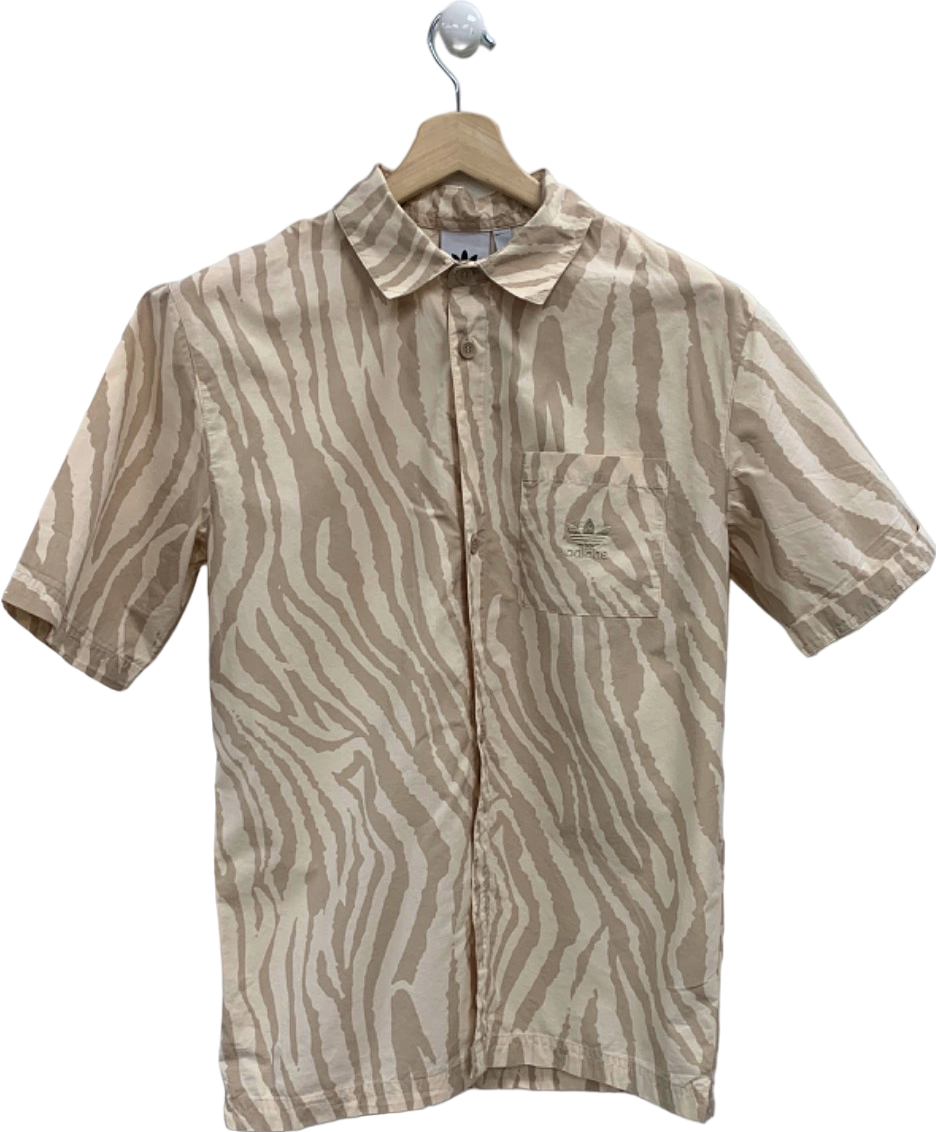 Adidas Beige Printed Short Sleeve Shirt UK S