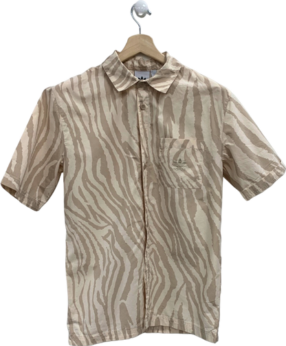 Adidas Beige Printed Short Sleeve Shirt UK S