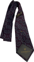 canali Burgundy/grey Patten 100% Silk Neck Tie