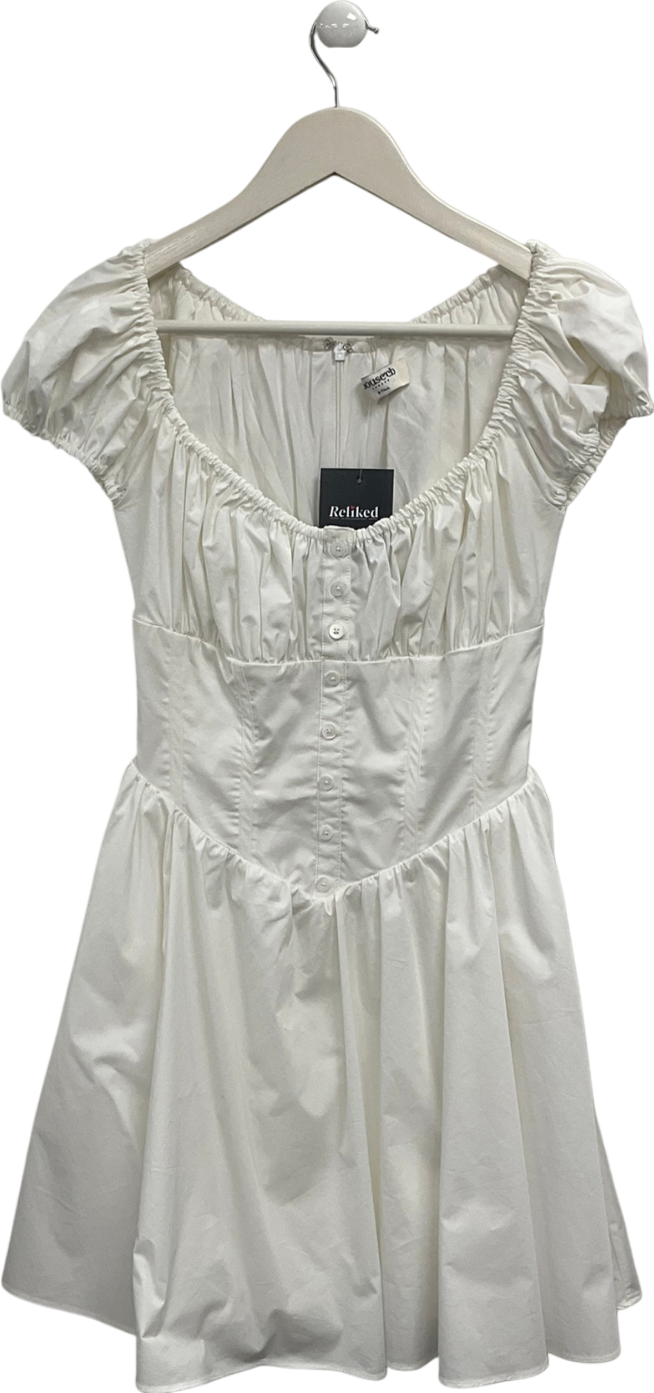 House of CB Nala white cotton gathered mini dressUK S