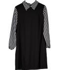 Nemidor Black Long Sleeved Dogtooth Shift Dress UK XXXL