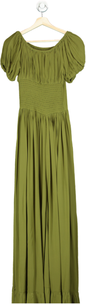 EVARAE Green Crepe de Chine Hestia Maxi Dress UK 8