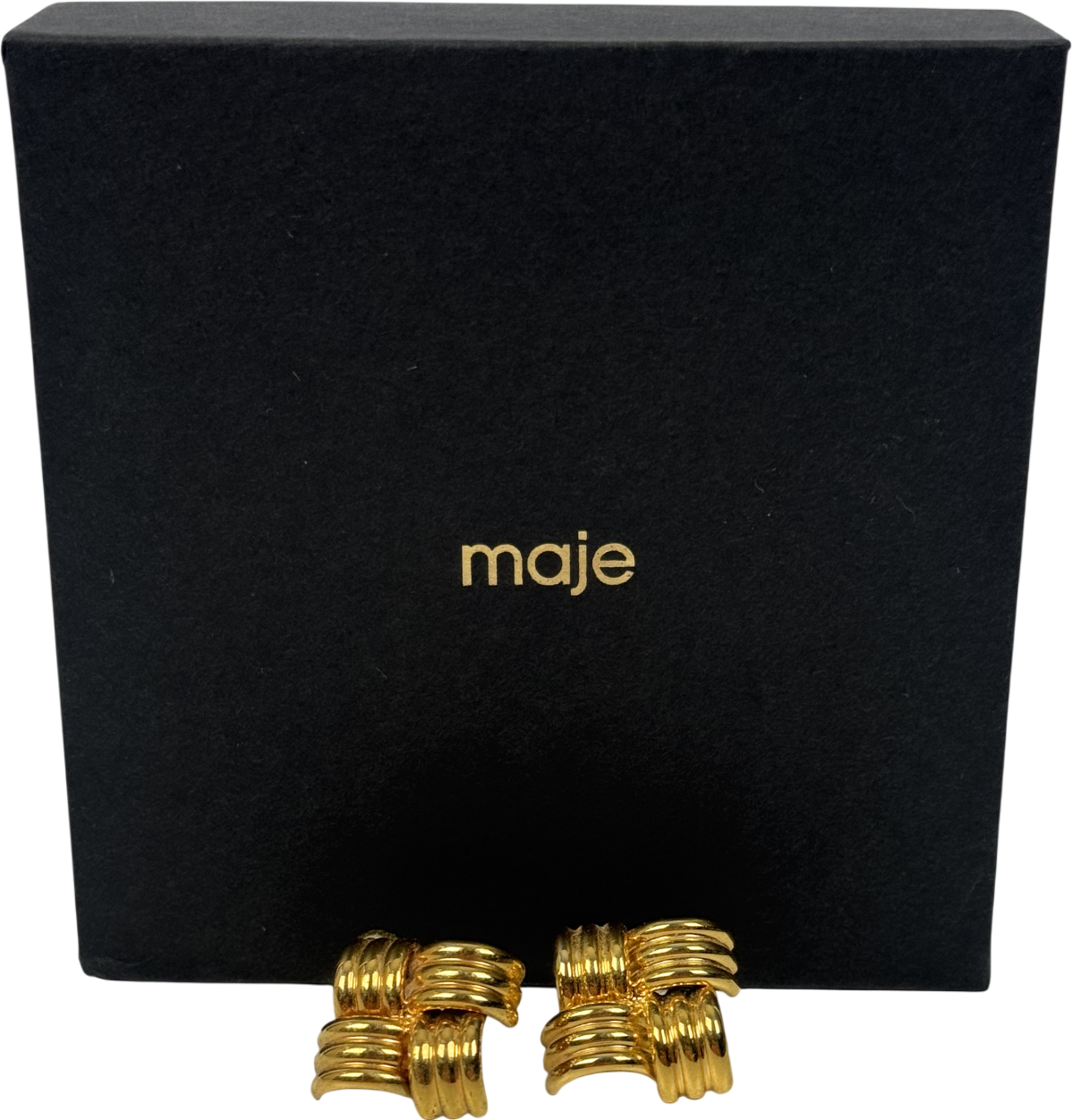 Maje Metallic Square Studded Woven Earrings
