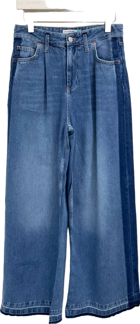 Next Blue Palazzo Wide High Rise Jeans UK 8