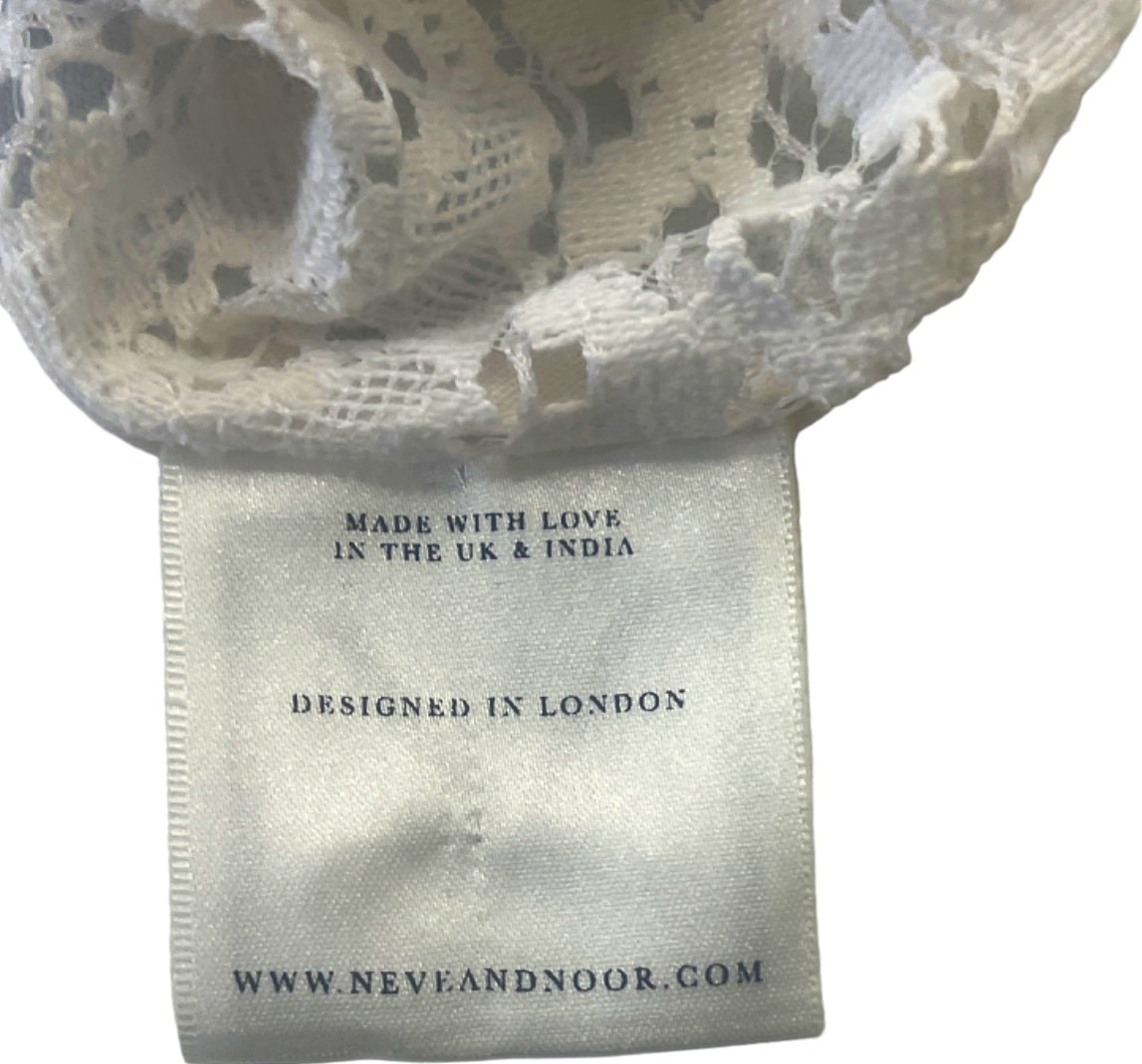 Neve & Noor White Lace Open Front Top UK S