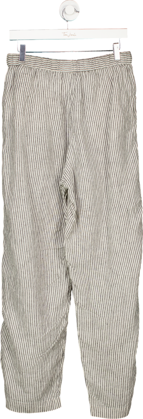 Arket Black/White Striped Linen Trousers UK M