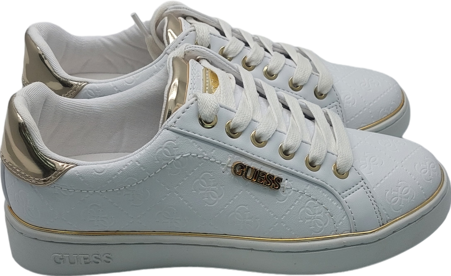 Guess White Buckie Debossed 4g Logo Sneaker UK 4 EU 37 👠