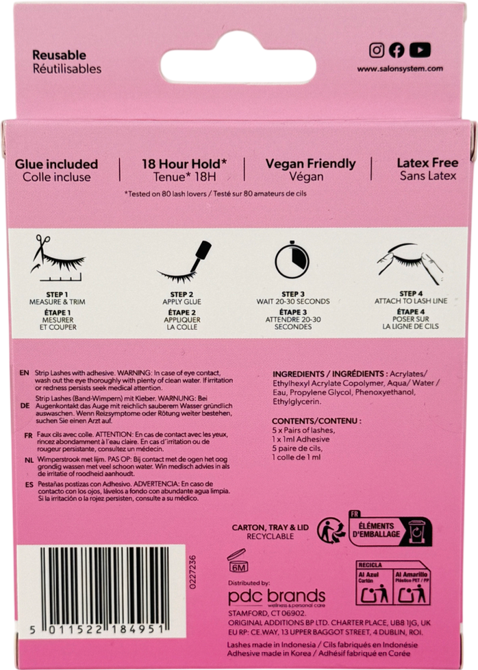 SALON SYSTEM 3/4 Length No.022 Wispy Volume Lashes (5 Pack) 022 X5
