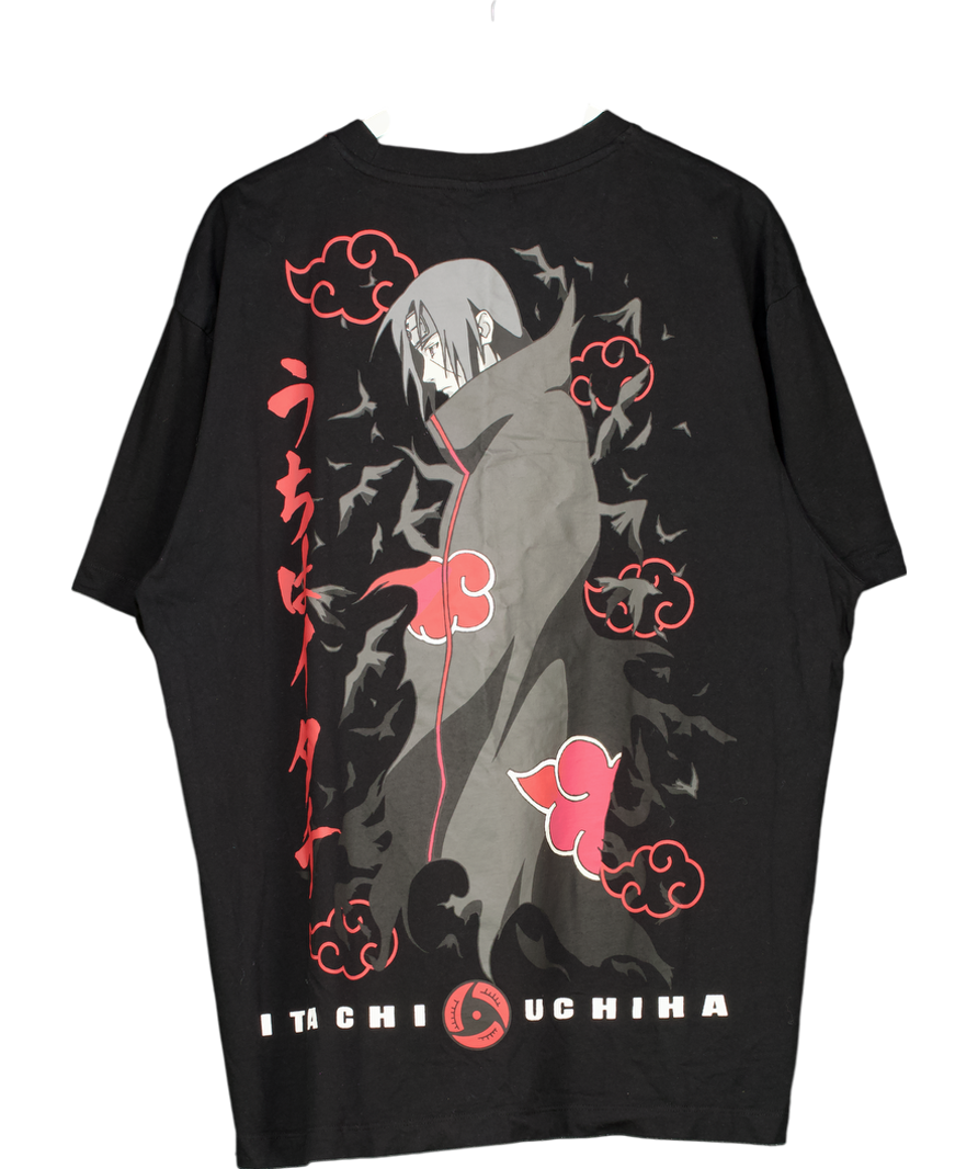 Naruto Shippuden Black Printed Loose Fit T-shirt UK XXL