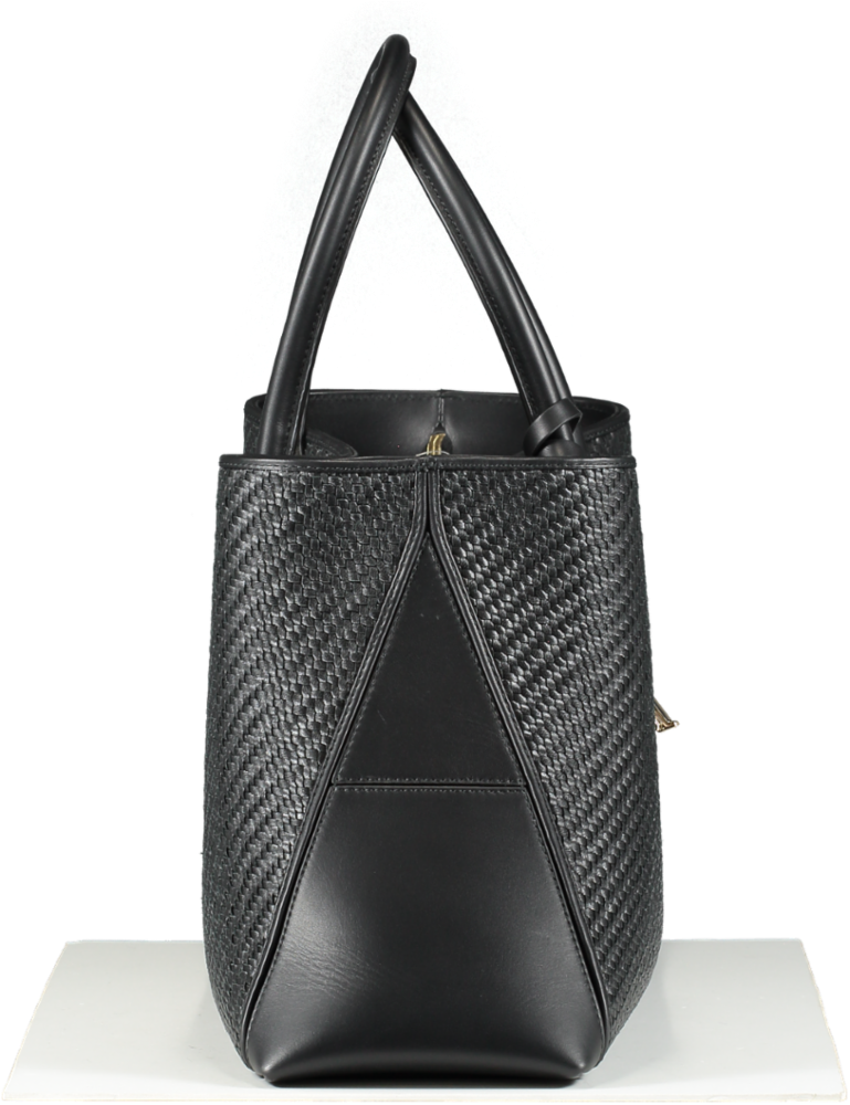 Aspinal Of London Black Large Woven Leather London Tote Bag