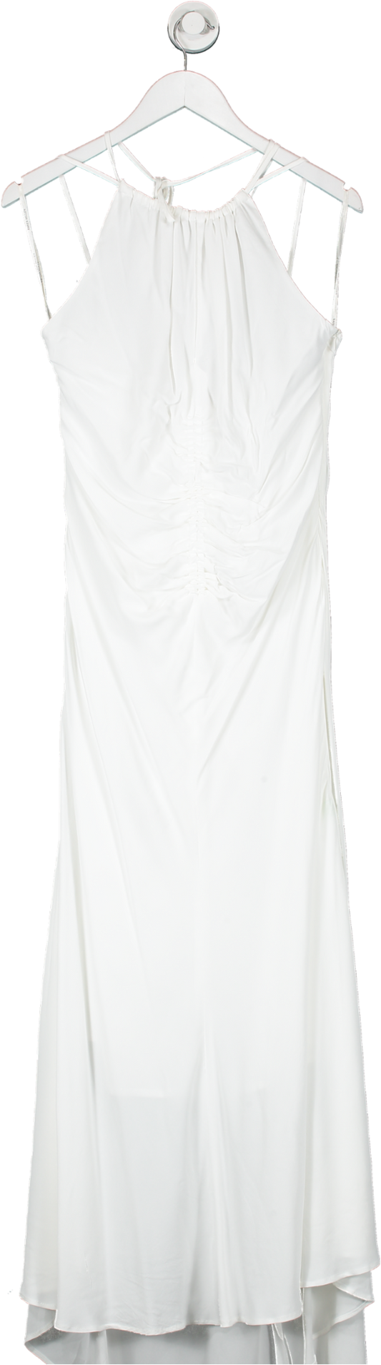Karen Millen White Premium Ruched Halter Strappy Maxi Dress UK 12