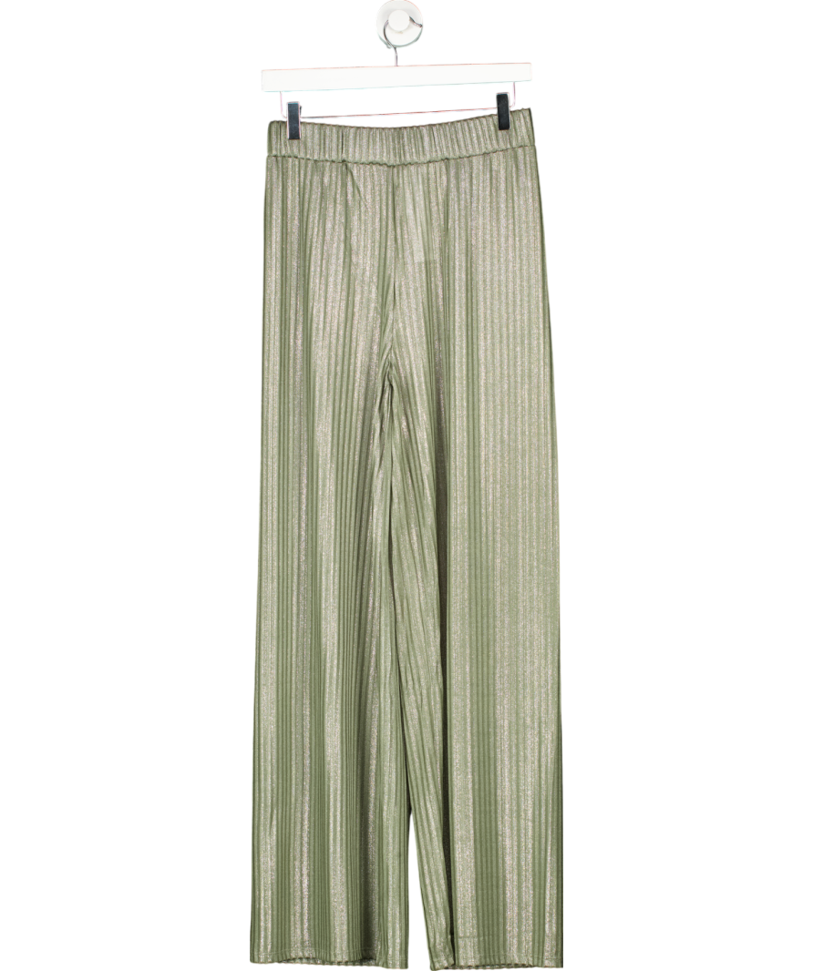 MANGO Green Wideleg Trousers With Elastic Waist UK S