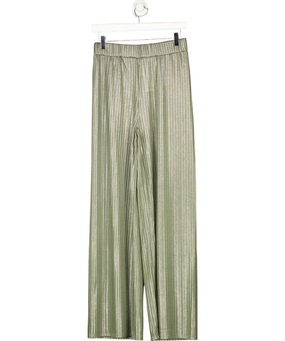 MANGO Green Wideleg Trousers With Elastic Waist UK S