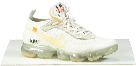 Off-White x Nike White Knit Fabric and Suede Air Vapor Max Trainers UK 7