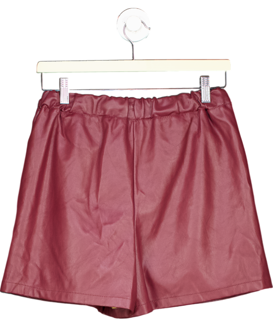 Topshop Red Faux Leather Shorts UK 8