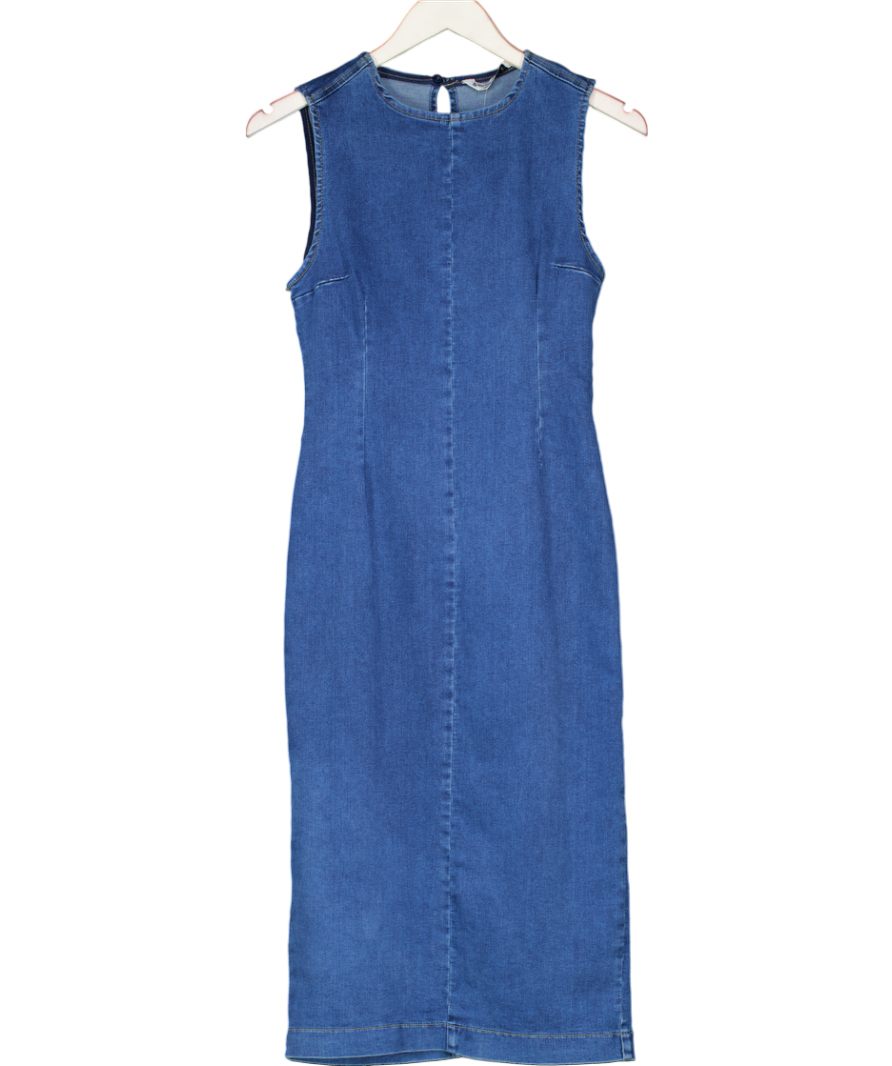 Stradivarius Blue Dark Wash Denim Tank Midi Dress UK M
