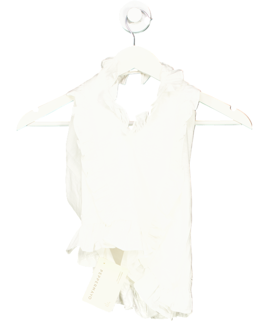 Peppered Mayo White Mariella Linen Top UK 6