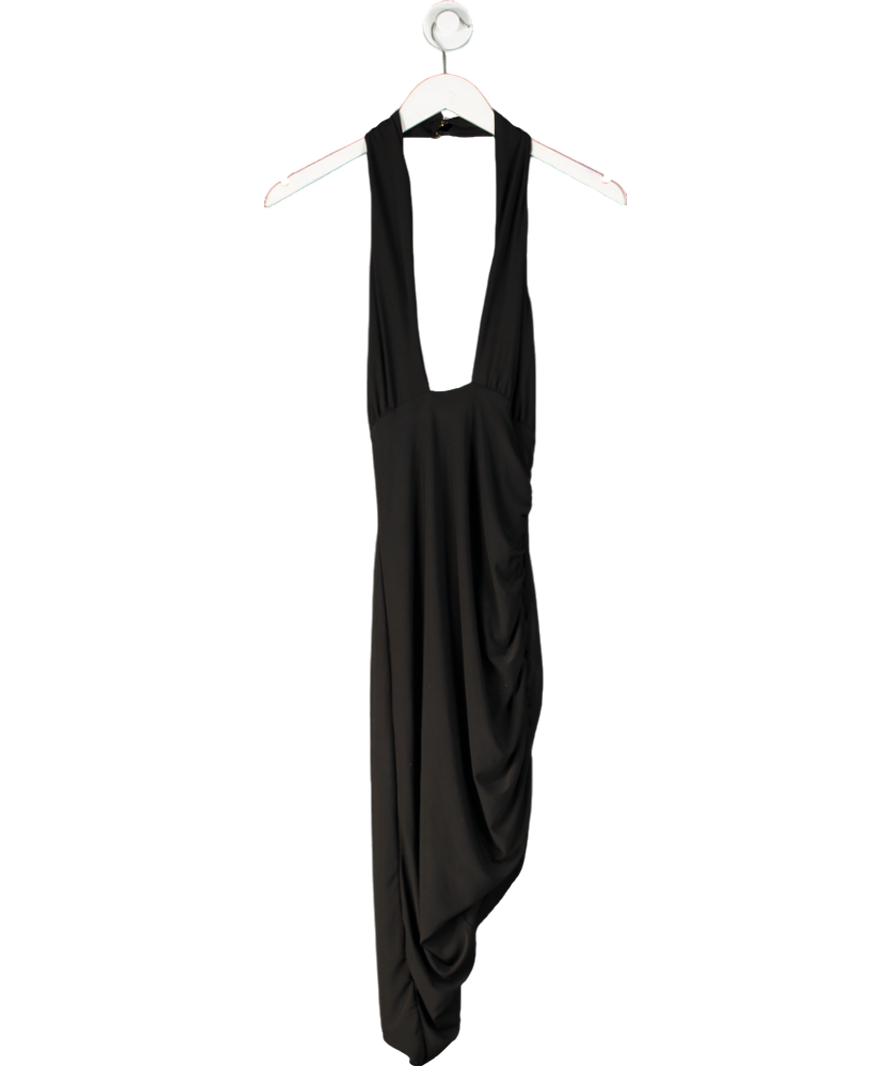 Club L Black Asymmetric Halterneck Backless Midi Dress UK 6