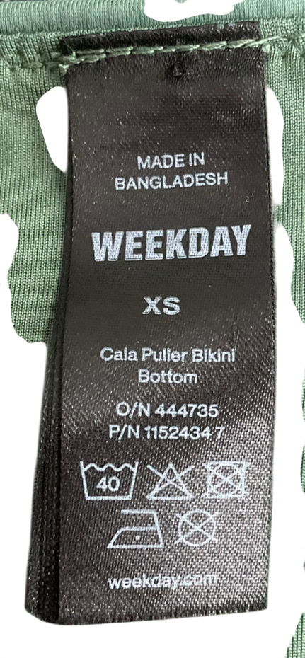 Weekday Green River Side Tie Bikini Bottom & Top UK XS