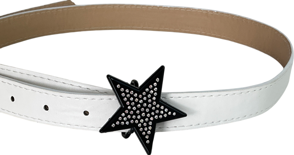 White Faux Leather Star Belt One Size
