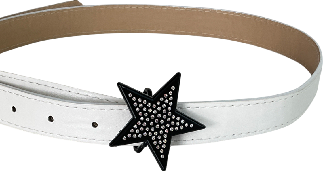 White Faux Leather Star Belt One Size