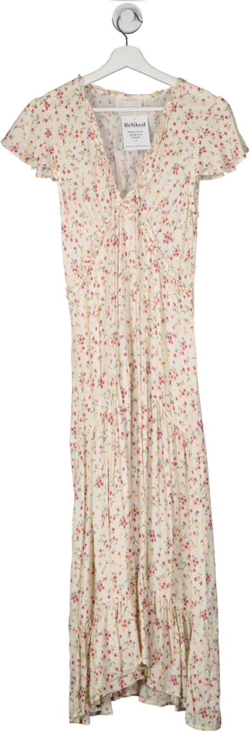 Auguste Cream Flower Print Maxi Dress UK 6