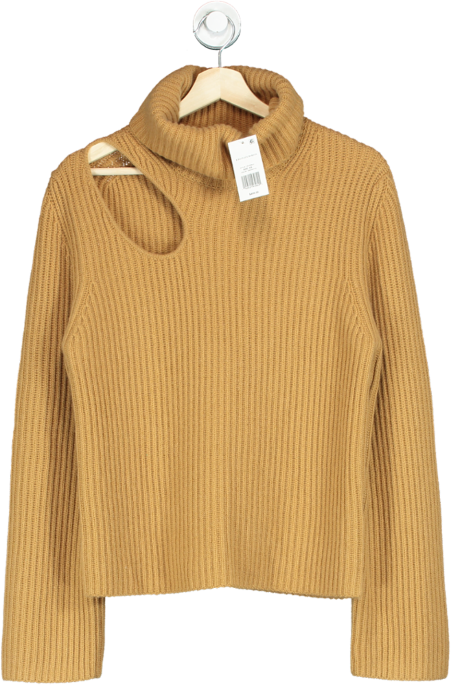 Jonathan Simkhai Camel Dustin Cut-Out Recycled Cashmere Jumper UK XS