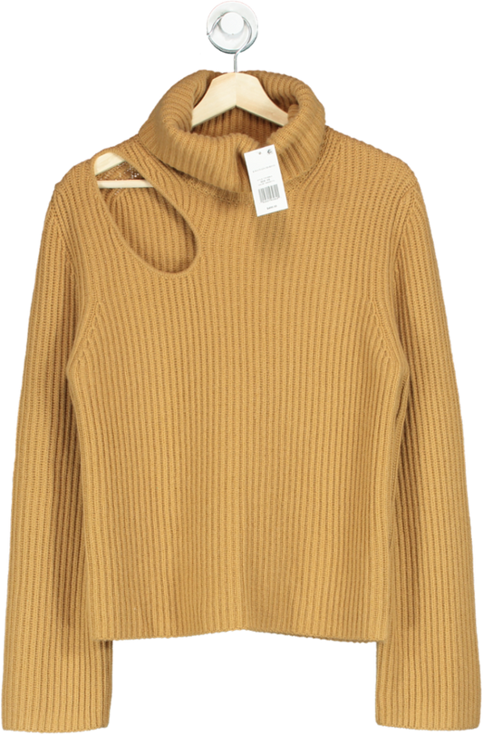 Jonathan Simkhai Camel Dustin Cut-Out Recycled Cashmere Jumper UK XS