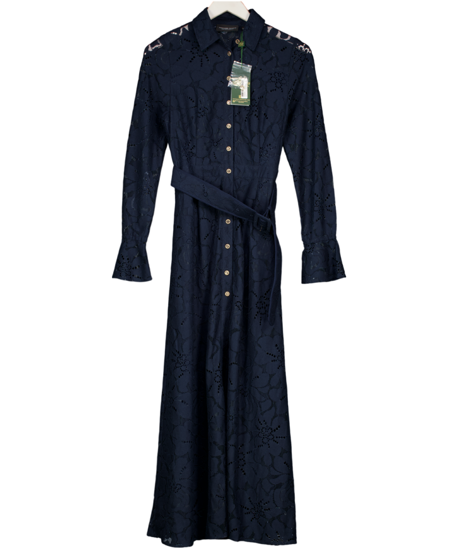 Holland Cooper Annabel Lace Dress Ink Navy Blue UK 8