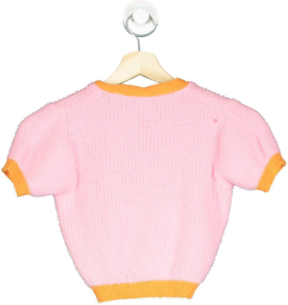 The Look Pink and Orange Short Sleeve Cardigan UK S