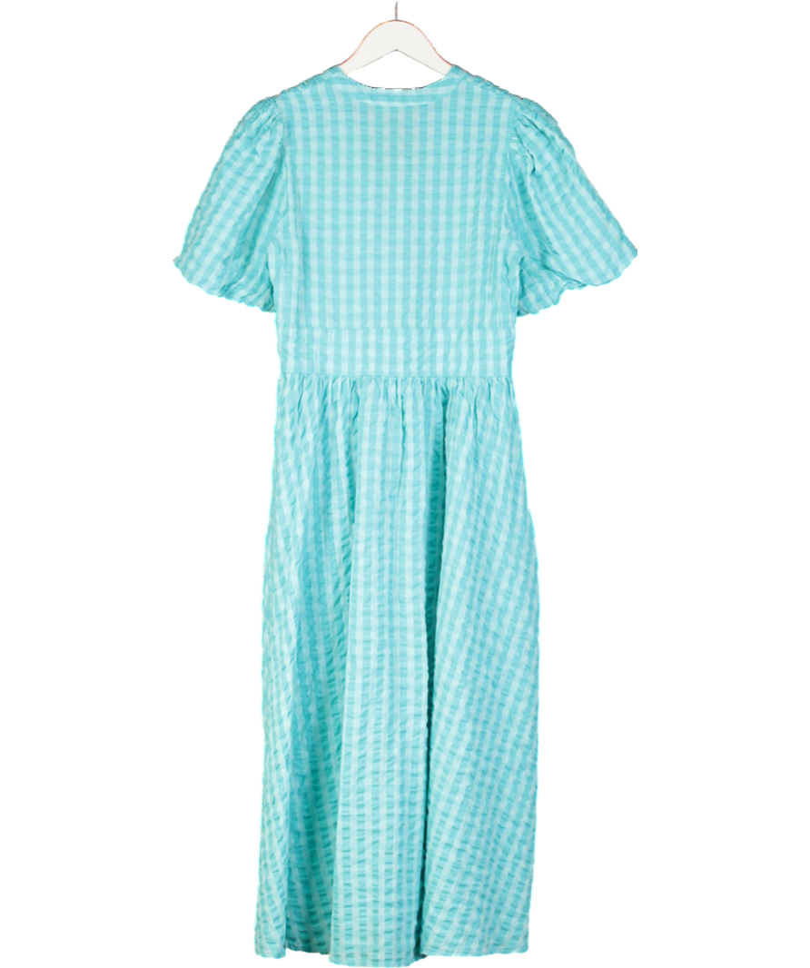 Nobody's Child Blue Starlight Gingham Midi Dress UK 10
