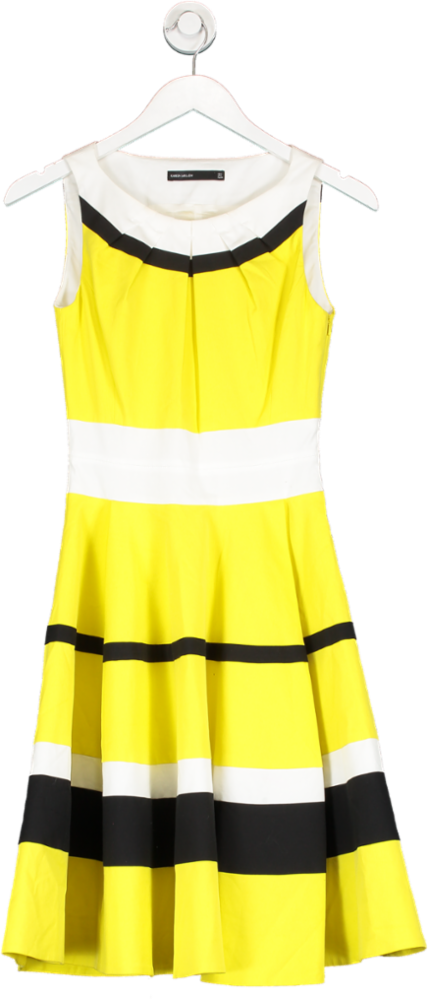 Karen Millen Yellow Contrast Panel Skater Dress UK 6